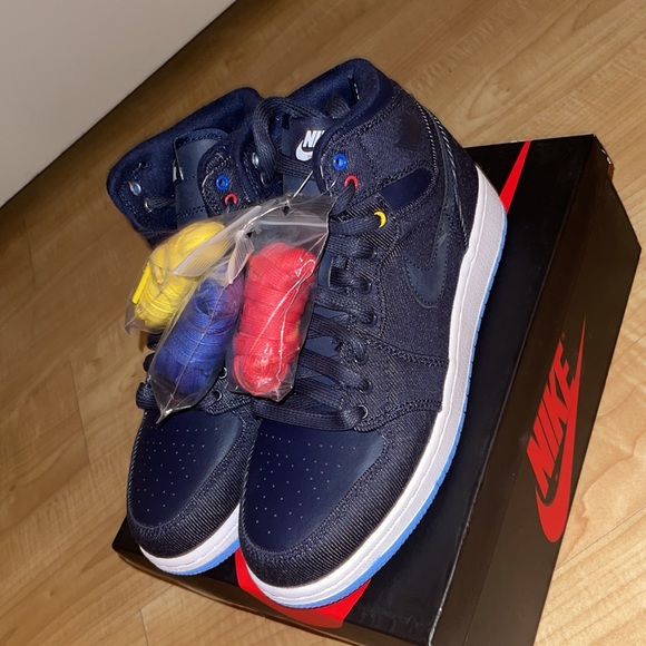 Air Jordan Denim 1 Retro High BG Size 5 - Picture 7 of 9